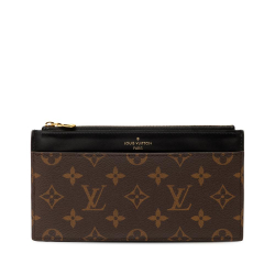 Louis Vuitton B Louis Vuitton Brown Monogram Canvas Fabric Monogram Slim Purse Spain