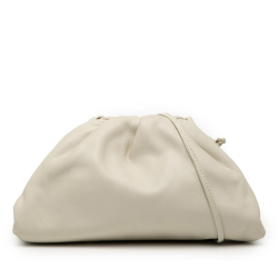 Bottega Veneta AB Bottega Veneta White Off White Lambskin Leather Leather Lambskin The Mini Pouch Crossbody Italy