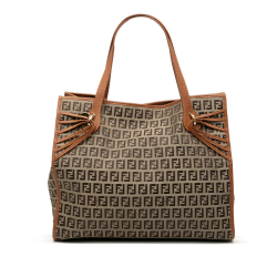 Fendi B Fendi Brown Light Brown Canvas Fabric Zucchino Tote Italy