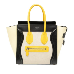 Celine B Celine Brown Light Beige with Multi Calf Leather Micro Tricolor Canvas and Luggage Tote Italy