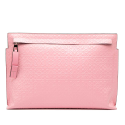 Loewe AB LOEWE Pink Calf Leather Embossed Anagram Repeat T Clutch Spain