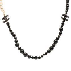 Chanel AB Chanel Black with White Pearl Faux Pearl Other CC and Bead Necklace Italy