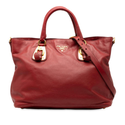 Prada B Prada Red Calf Leather Soft skin Open Convertible Shopping Tote China
