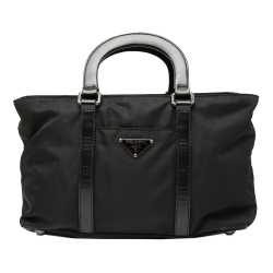 Prada B Prada Black Nylon Fabric Tessuto Satchel Italy