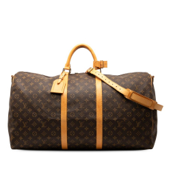 Louis Vuitton B Louis Vuitton Brown Monogram Canvas Fabric Monogram Keepall Bandouliere 60 France