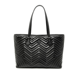 Gucci B Gucci Black Calf Leather GG Marmont Matelasse Tote Italy