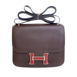 Hermès AB Hermès Red Burgundy Calf Leather Mini Swift Verso Constance 18 France