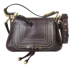 Chloé AB Chloé Brown Dark Brown Calf Leather Small Marcie Saddle Shoulder Bag Italy