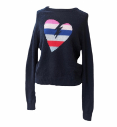 Zadig & Voltaire Baly Bis Heart Sweater Navy Blue Cashmere Pullover