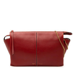 Celine B Celine Red Calf Leather Trifold Clutch On Chain Italy