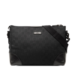 Gucci B Gucci Black Canvas Fabric GG Crossbody Italy