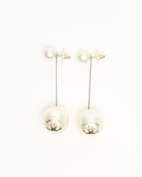 Chanel Coco Mark Dangling Pearl Earrings