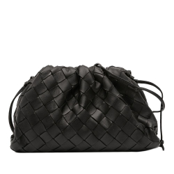Bottega Veneta B Bottega Veneta Black Nappa Leather Leather Nappa Intrecciato The Mini Pouch Crossbody Italy