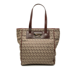 Fendi B Fendi Brown Canvas Fabric Zucchino Tote Italy