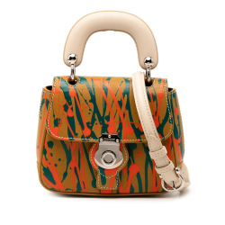 Burberry AB Burberry Brown with Multi Calf Leather Mini Splashed DK88 Top Handle Bag Italy