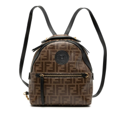 Fendi B Fendi Brown Coated Canvas Fabric Zucca FF 1974 Backpack Italy