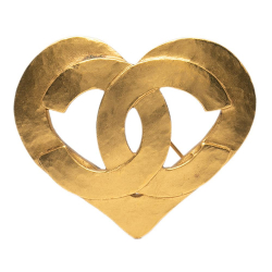 Chanel AB Chanel Gold Gold Plated Metal CC Heart Brooch France