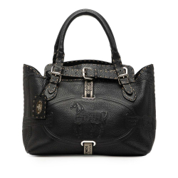 Fendi B Fendi Black Calf Leather Selleria Grand Borghese Handbag Italy
