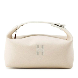 Hermès AB Hermès Brown Light Beige Canvas Fabric Small Toile Bride A Brac Case France
