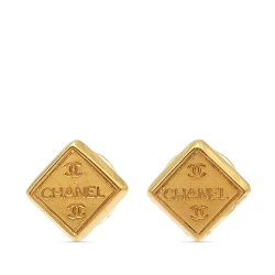 Chanel B Chanel Gold Gold Plated Metal Logo Bullet Back Earrings France