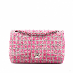 Chanel Classic Double Flap Jumbo Tweed Handbag Pink