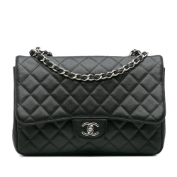 Chanel B Chanel Black Caviar Leather Leather Jumbo Classic Caviar Single Flap Italy