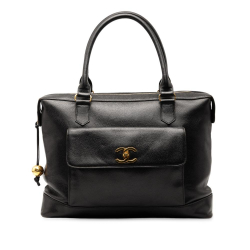 Chanel B Chanel Black Caviar Leather Leather CC Caviar Front Pocket Tote Italy