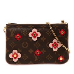 Louis Vuitton AB Louis Vuitton Brown Monogram Canvas Fabric Monogram Blooming Flowers Double Zip Pochette Spain