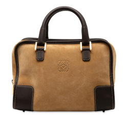 Loewe B LOEWE Brown Beige Suede Leather Amazona 28 Handbag Spain