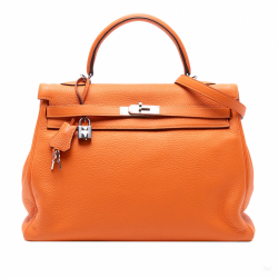 Hermès Kelly 35 Togo Leather Top-handle Handbag Orange