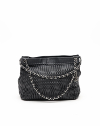 Chanel CC Caviar Woven Chain Tote Bag