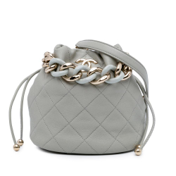 Chanel AB Chanel Gray Calf Leather CC Quilted skin Resin Bi-Color Chain Bucket Bag Italy