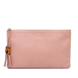 Gucci B Gucci Pink Calf Leather skin Bamboo Tassel Clutch Italy