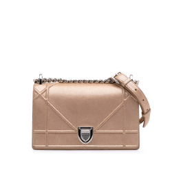 Christian Dior B Dior Gold Lambskin Leather Leather Small Iridescent Lambskin Diorama Flap Italy