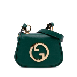 Gucci AB Gucci Green Calf Leather Textured skin Blondie Card Case on Strap Italy