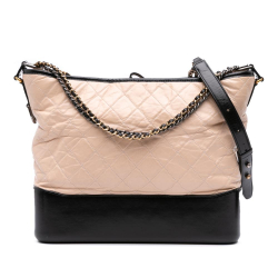 Chanel B Chanel Brown Beige with Black Calf Leather Large Aged skin Gabrielle Crossbody Italy