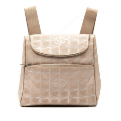 Chanel B Chanel Brown Beige Nylon Fabric New Travel Line Backpack Italy