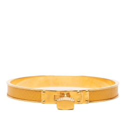 Hermès B Hermès Brown Caramel Calf Leather Kelly Cadena Lock Bangle Bracelet France