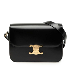 Celine B Celine Black Calf Leather Classique Shiny skin Triomphe Crossbody Italy