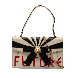 Gucci B Gucci Brown Light Beige Calf Leather Osiride Top Handle Flap Italy