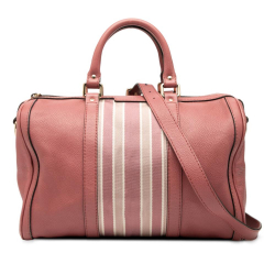 Gucci B Gucci Pink Calf Leather Medium skin Web Joy Boston Bag Italy