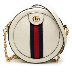 Gucci B Gucci White Calf Leather Mini Ophidia Round Crossbody Italy
