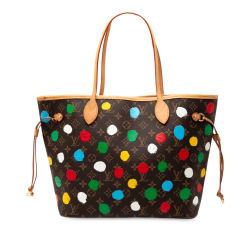 Louis Vuitton B Louis Vuitton Brown Monogram Canvas Fabric Yayoi Kusama Monogram Painted Dots Neverfull MM Spain