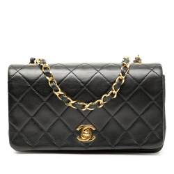 Chanel B Chanel Black Lambskin Leather Leather Mini CC Quilted Lambskin Full Flap France