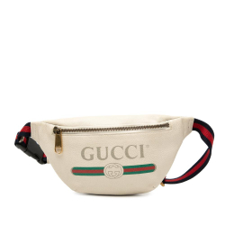 Gucci B Gucci White Calf Leather Logo Belt Bag Italy
