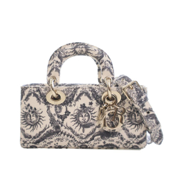 Christian Dior AB Dior White Denim Fabric Small Toile de Jouy Soleil Lady D Joy Italy