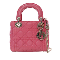 Christian Dior AB Dior Pink Lambskin Leather Leather Mini Lambskin Cannage Lady Dior France