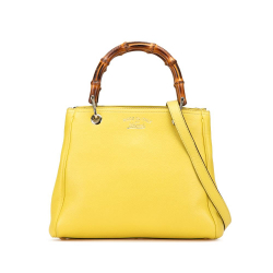 Gucci B Gucci Yellow Calf Leather Small skin Bamboo Shopper Satchel Italy