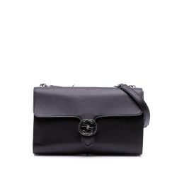 Gucci B Gucci Black Calf Leather Medium Dollar Interlocking G Crossbody Italy