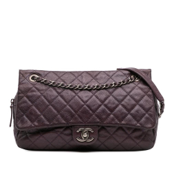Chanel AB Chanel Purple Plum Caviar Leather Leather Jumbo Quilted Iridescent Caviar Easy Flap Italy